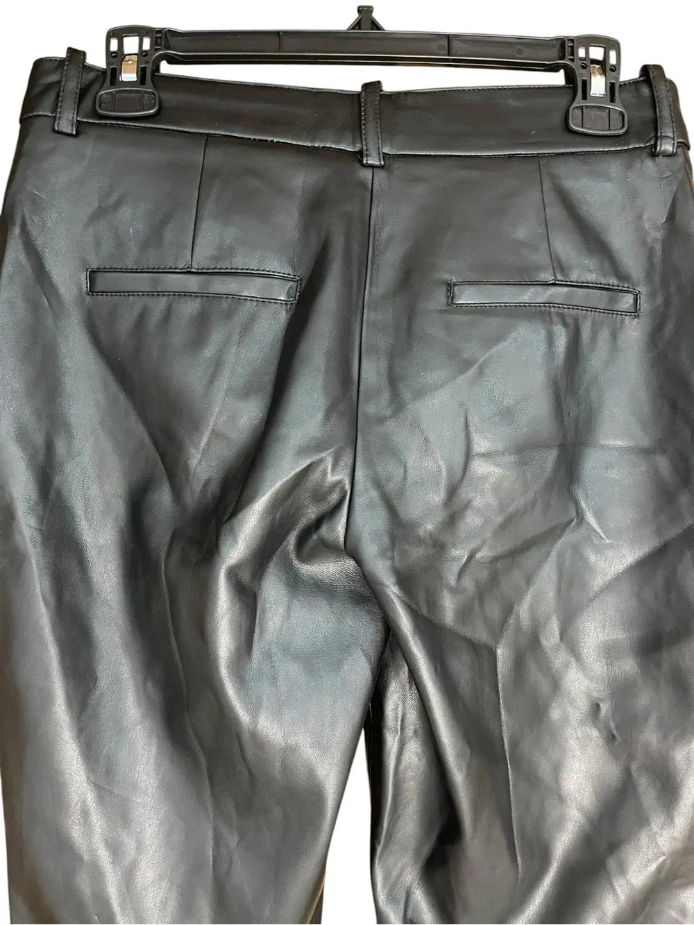 Zara Faux Leather Pleather Ankle Trousers Black